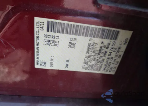 2011 Nissan Maxima 3.5 Sv from USA, damaged, VIN 1N4AA5AP3BC847659